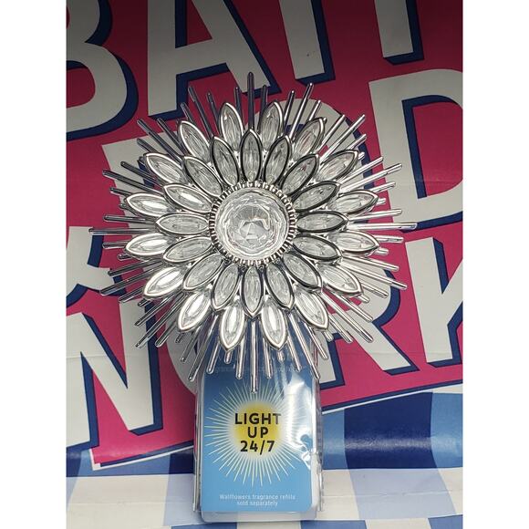 BBW Silver Flower Snowflake Night Light Fragrance Wallflower Plug In Home Decor - Picture 1 of 1